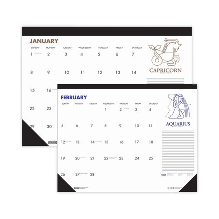 HOUSE OF DOOLITTLE Recycled Zodiac Desk Pad Calendar, 17x22, White Sheet, Black Binding/Corner, 12-Month (Jan-Dec) 2023 1676